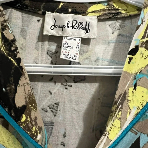 Joseph Ribkoff zip up abstract sweater, size 10 - Picture 4 of 5